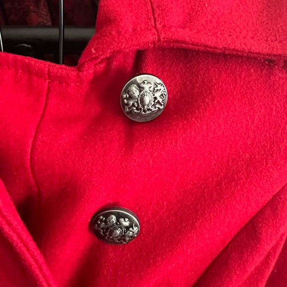 Vintage Guess Los Angeles Red Button Up Wool Blend Peacoat Size M - Picture 3 of 16
